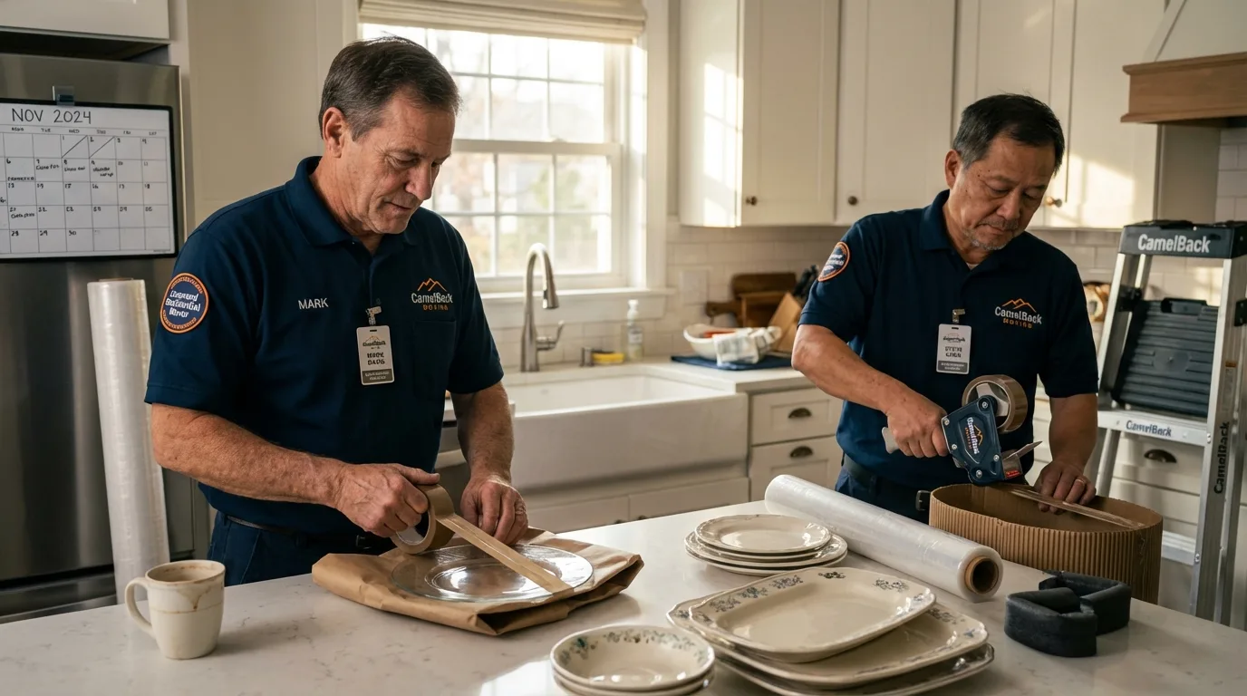 Professional crew packing kitchen dishware in Kearney, NE